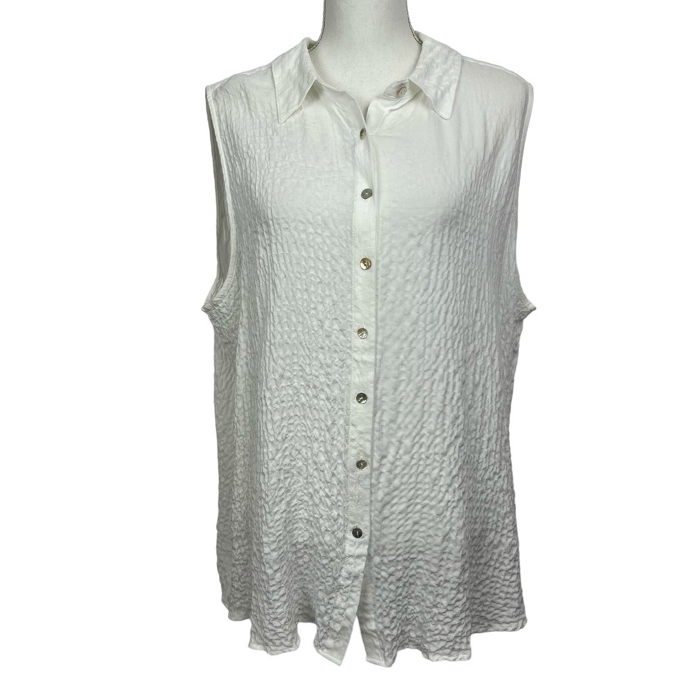 Jane + Delancey Women’s Swimsuit Cover Up Sz 2X White Gauze Waffle Sleeveless